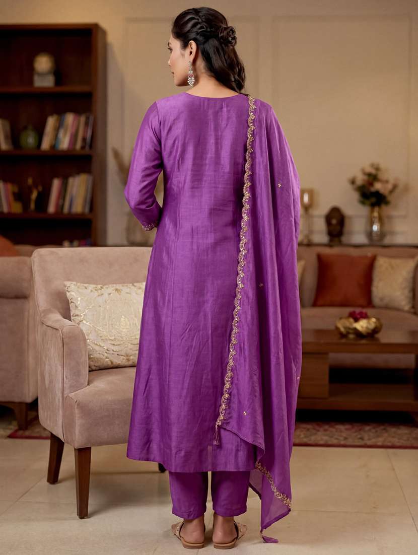 women purple kurta pant set - 22451895 -  Standard Image - 6