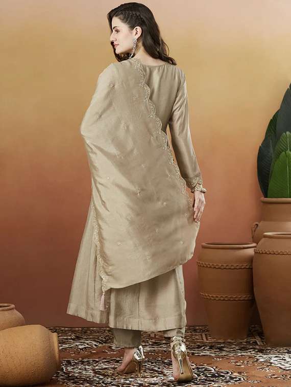 women cream kurta pant set - 22451898 -  Standard Image - 4