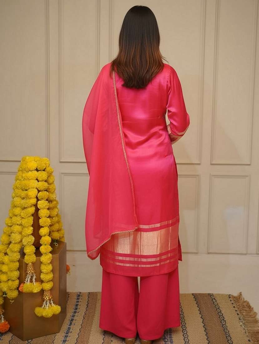 women pink kurta palazzo set set - 22451904 -  Standard Image - 4