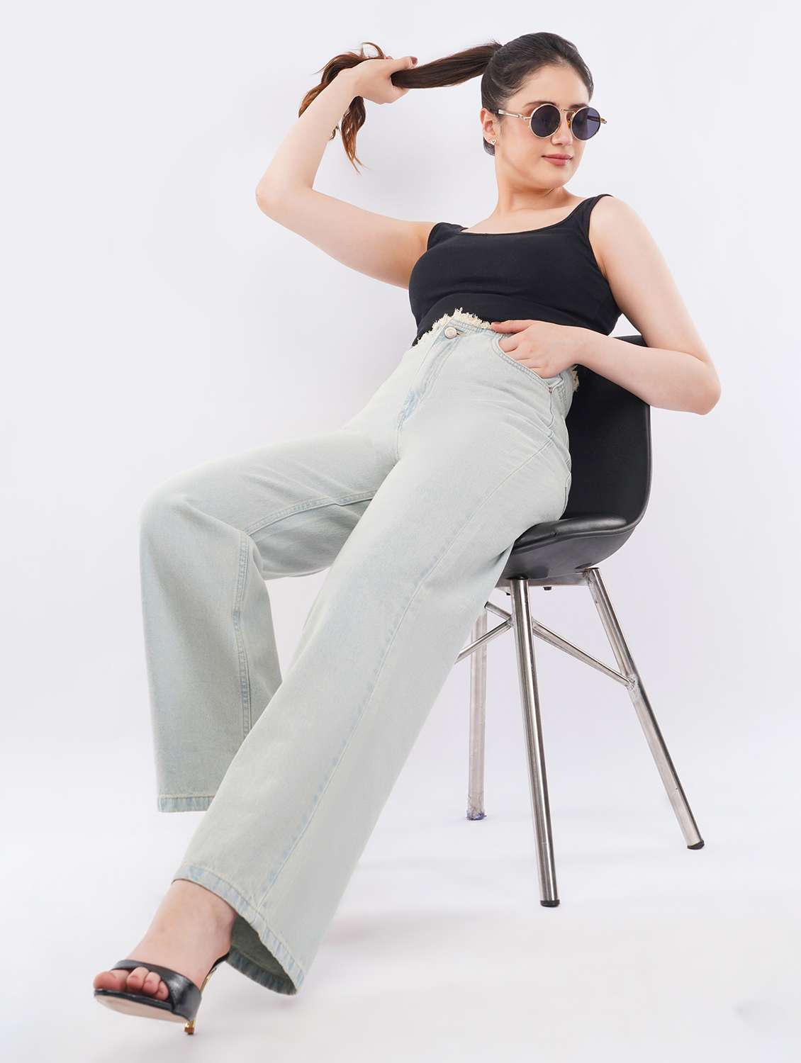 women solid high rise straight jean - 22451911 -  Standard Image - 6