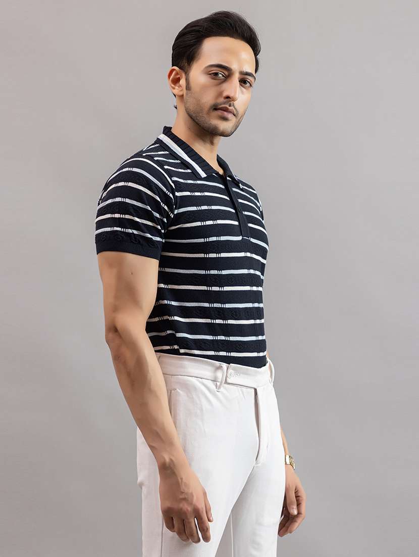 men navy blue cotton plain t-shirt - 22451969 -  Standard Image - 4