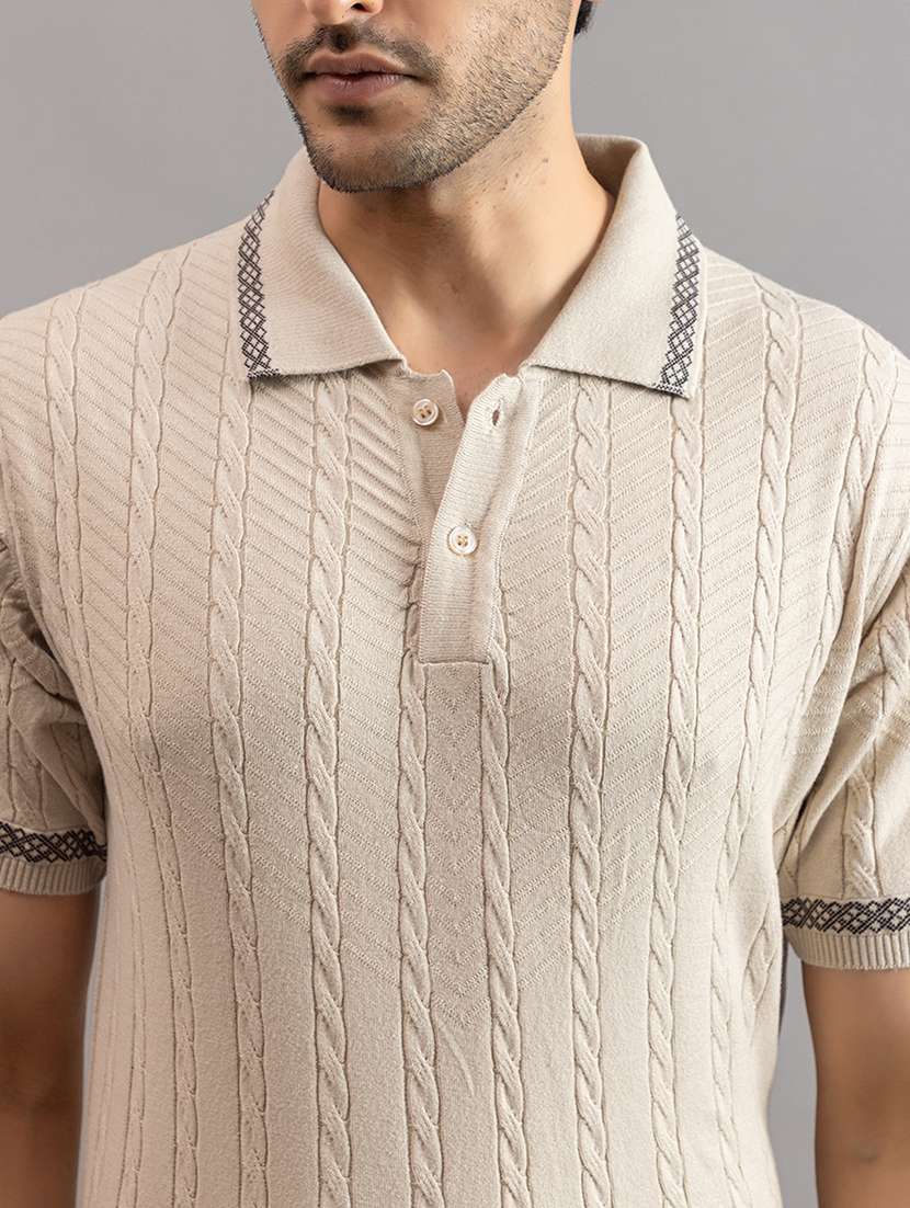 men cream cotton plain t-shirt - 22451974 -  Standard Image - 1