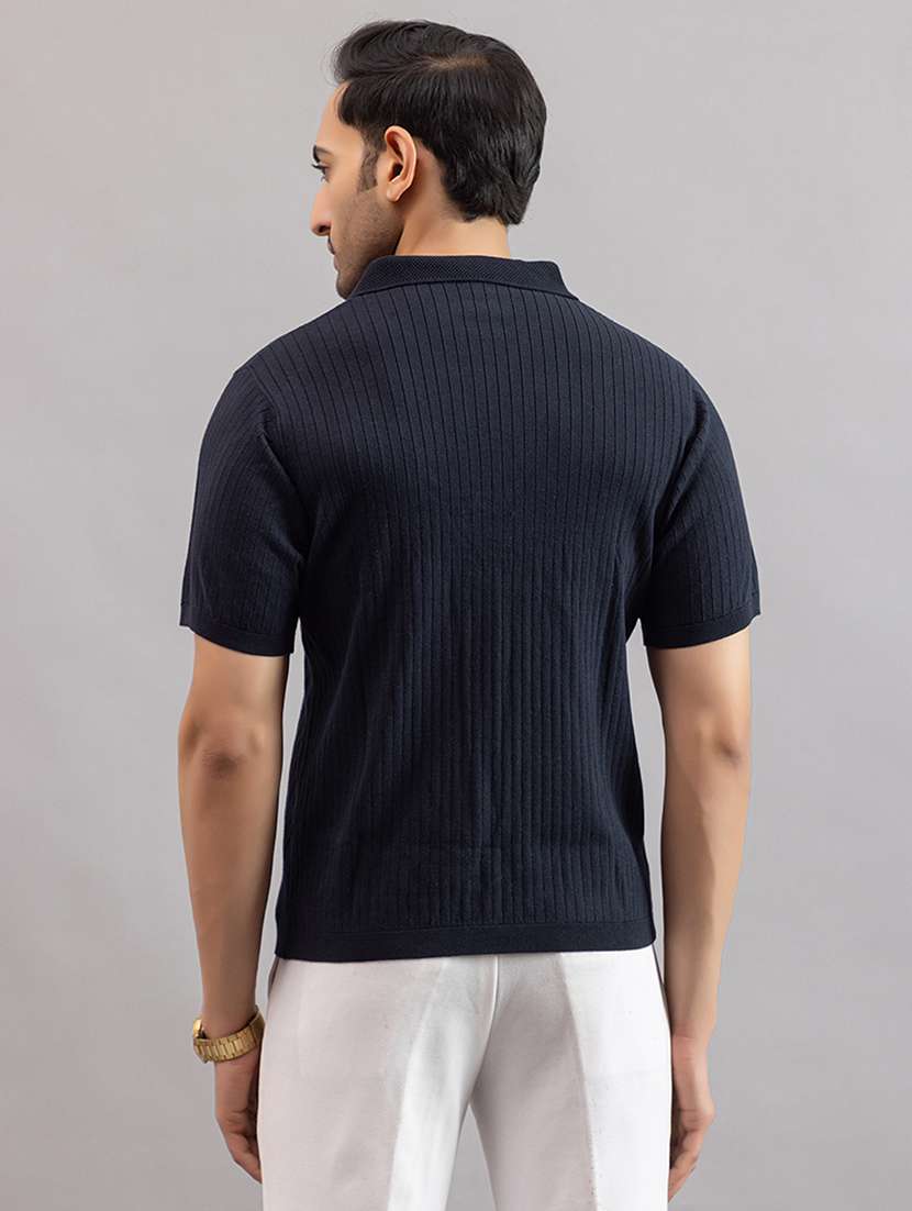 men navy blue cotton plain t-shirt - 22451984 -  Standard Image - 4