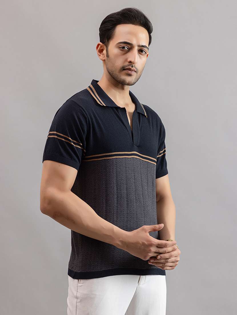 men navy blue cotton plain t-shirt - 22451988 -  Standard Image - 4