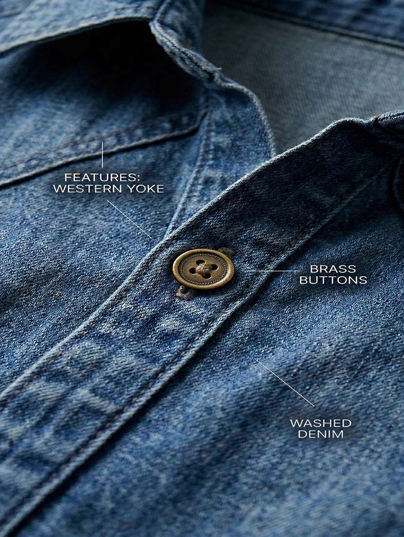 women solid long sleeve regualr fit denim shirt - 22451993 -  Standard Image - 4