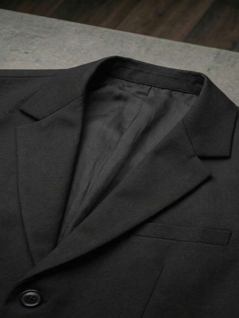 men solid lapel collar single breasted blazer - 22451998 -  Standard Image - 1