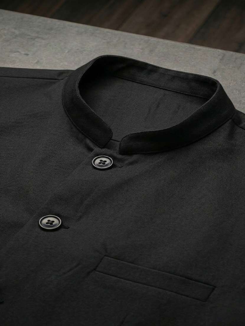 men solid mandarin neck regular fit nehru jacket - 22452000 -  Standard Image - 1