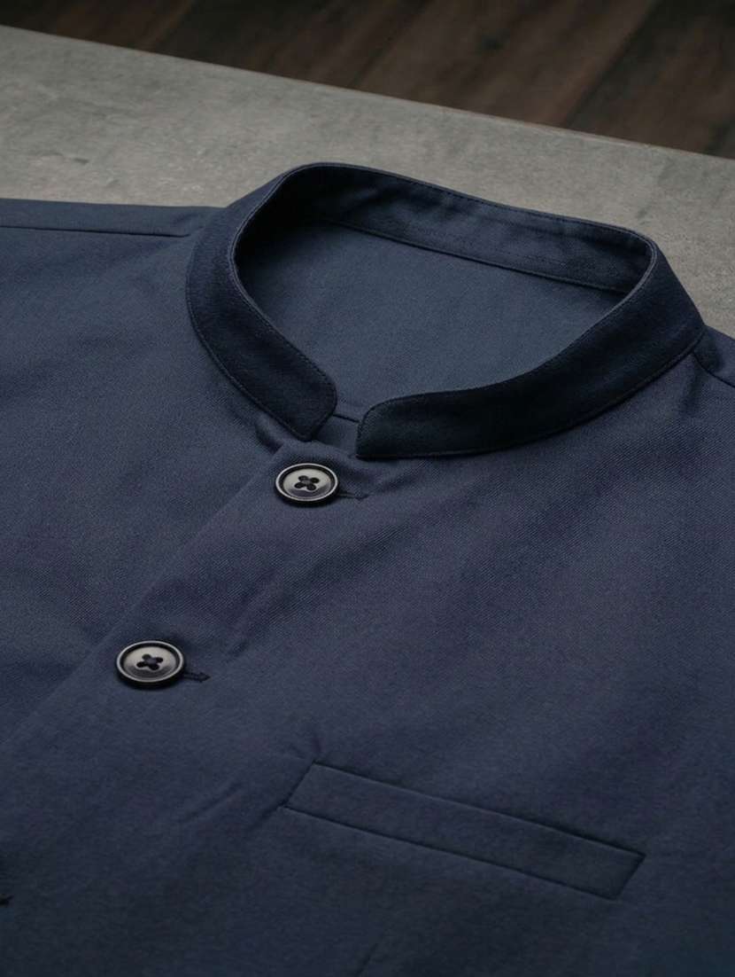 men solid mandarin neck regular fit nehru jacket - 22452001 -  Standard Image - 1