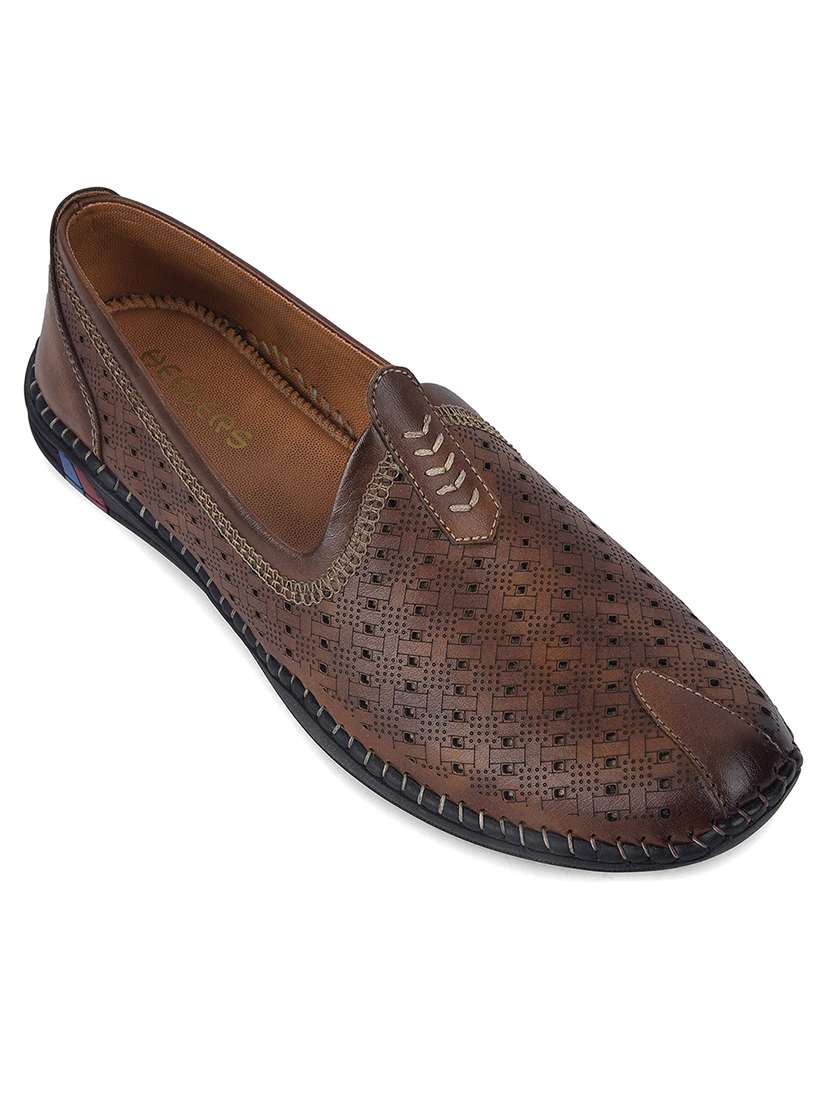 men brown slip on jutis - 22452018 -  Standard Image - 1