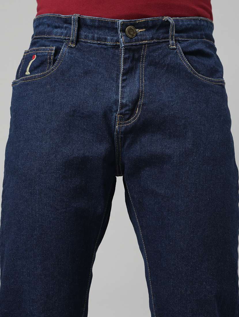 men plain mid rise full length tapered jeans - 22452025 -  Standard Image - 1