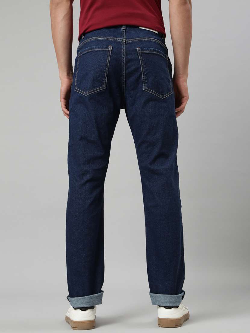 men plain mid rise full length tapered jeans - 22452025 -  Standard Image - 4