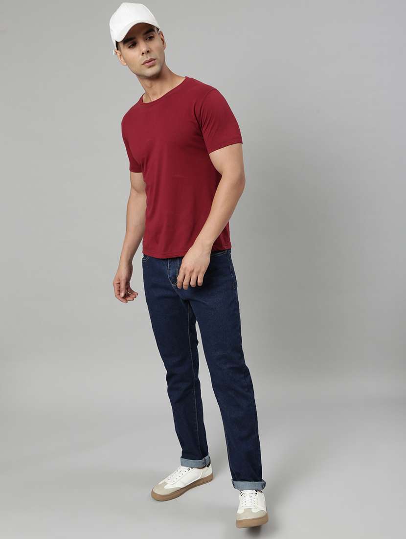 men plain mid rise full length tapered jeans - 22452025 -  Standard Image - 6