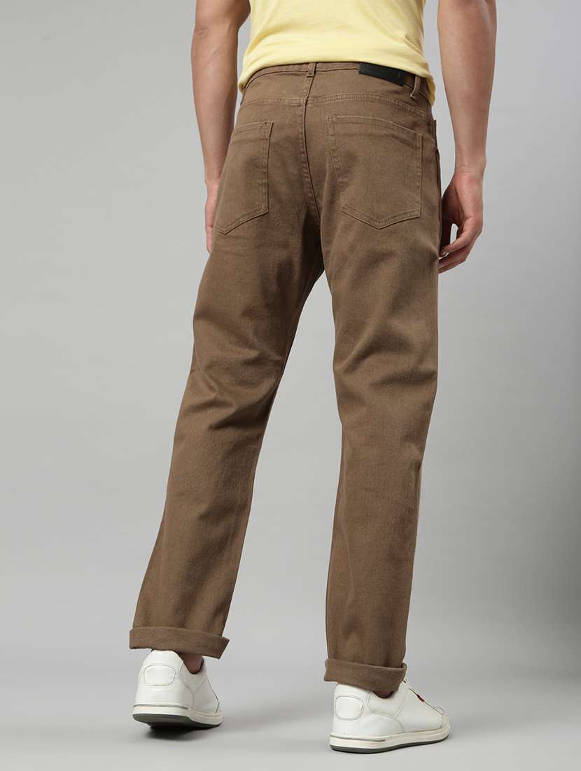 men plain mid rise full length tapered jeans - 22452030 -  Standard Image - 4