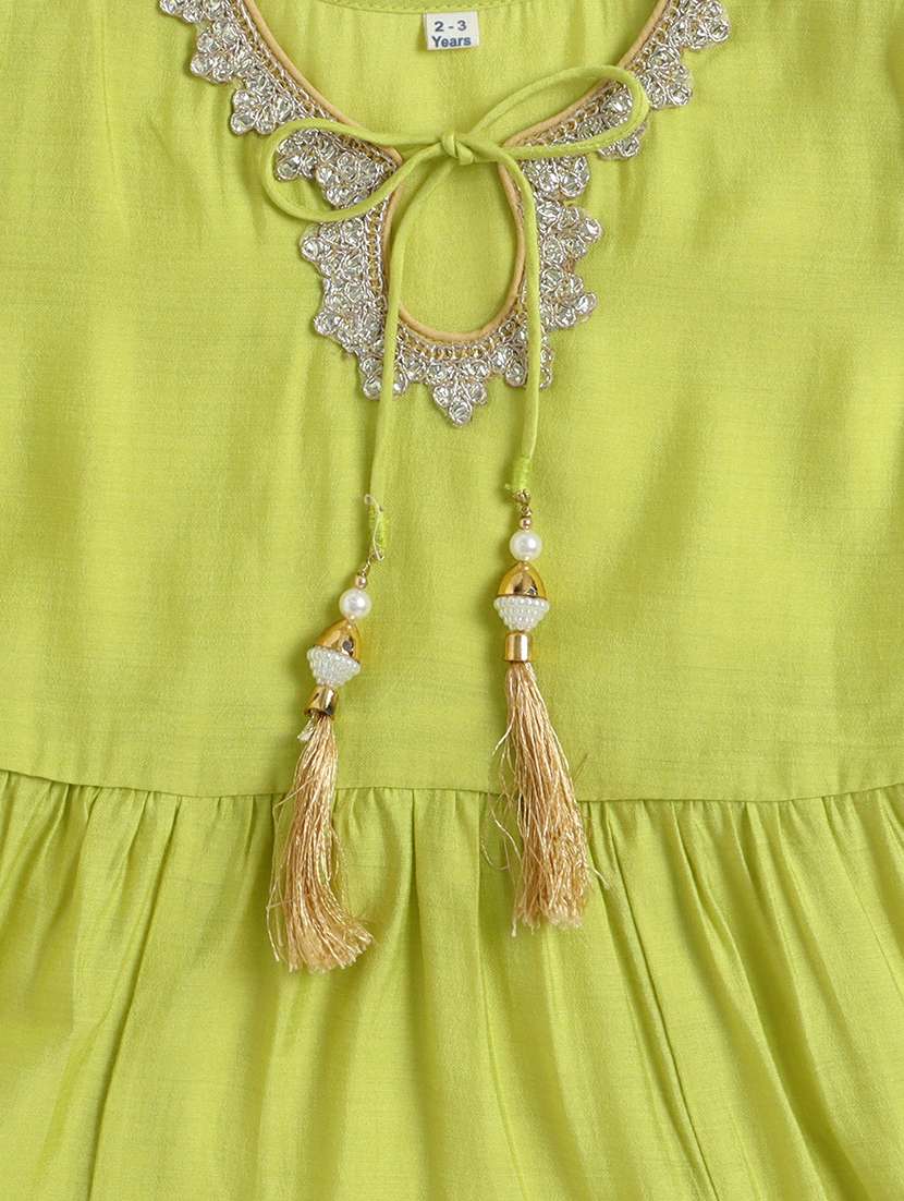 girls green suit set with gota work - 22452092 -  Standard Image - 4