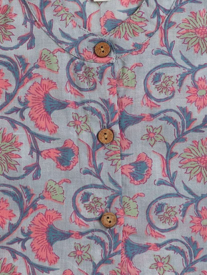 girls blue cotton kurta palazzo suit set - 22452099 -  Standard Image - 4