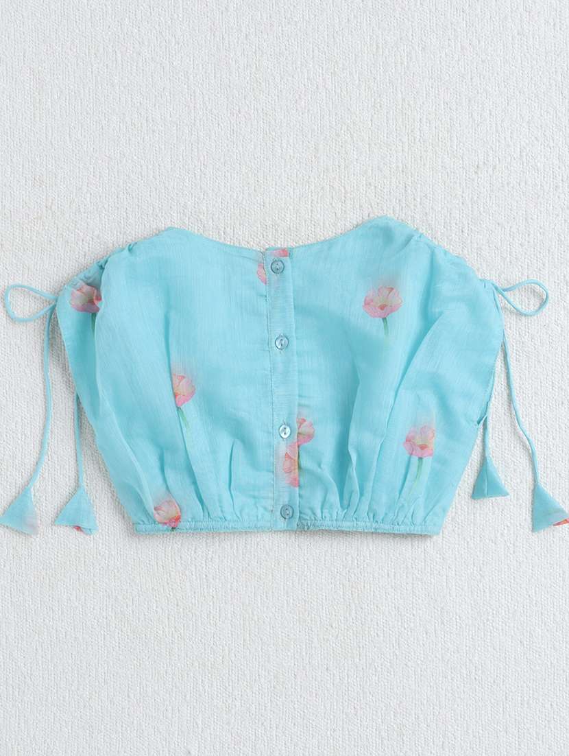 girl light blue polyester lehenga choli - 22452124 -  Standard Image - 1