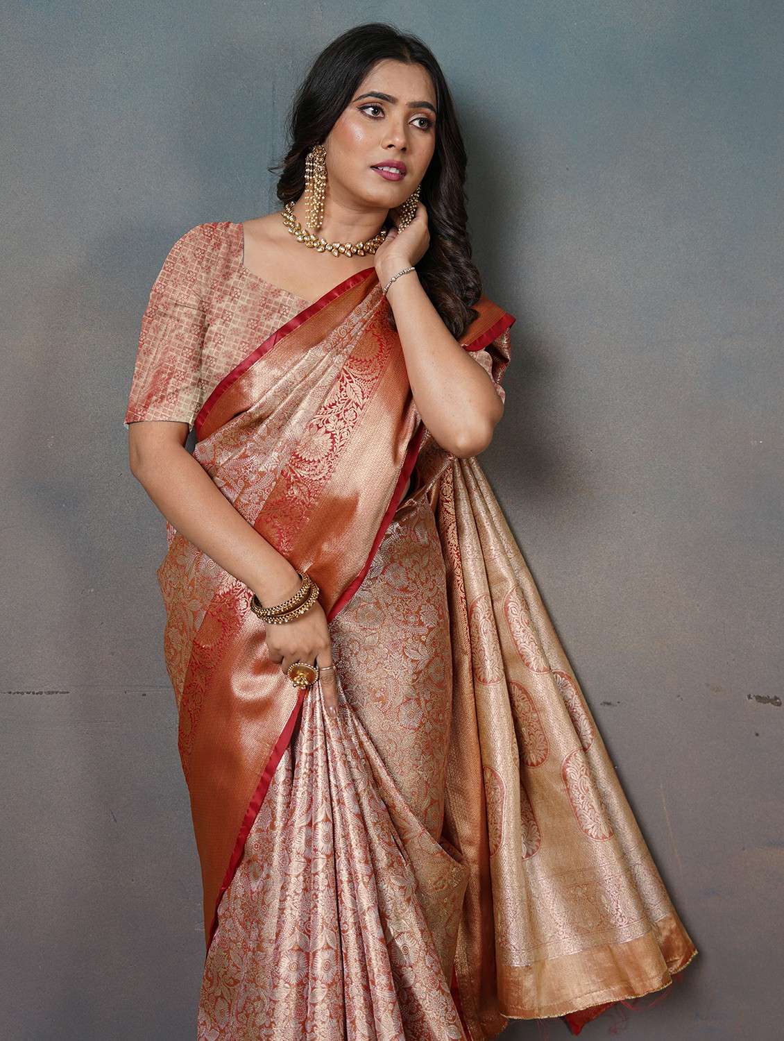 women self design kanjivaram saree with blouse - 22452309 -  Standard Image - 1