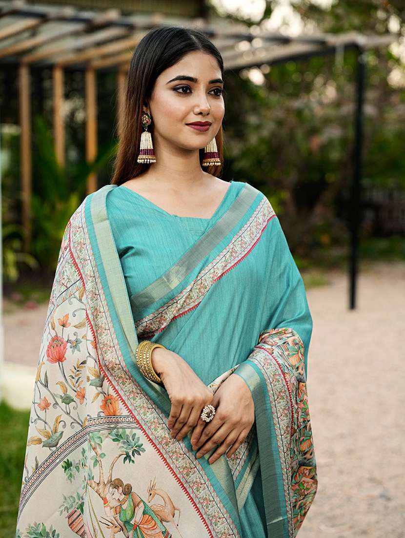 women printed casual wear saree with blouse - 22452315 -  Standard Image - 1