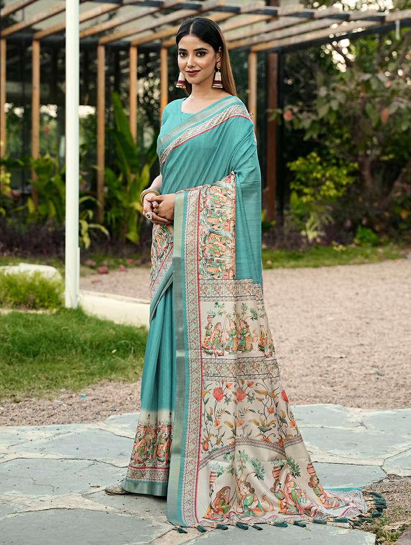 women printed casual wear saree with blouse - 22452315 -  Standard Image - 4