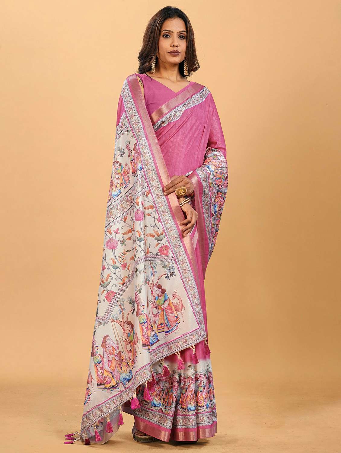 women printed casual wear saree with blouse - 22452317 -  Standard Image - 4