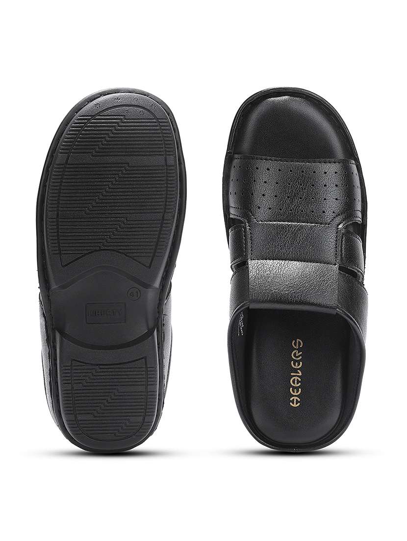 men black slip on sandal - 22452344 -  Standard Image - 4