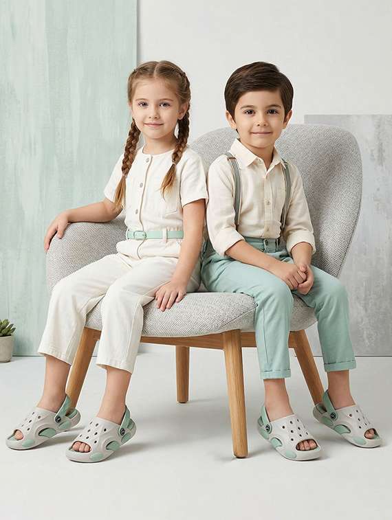 kids beige eva slippers & flip flop - 22452355 -  Standard Image - 1