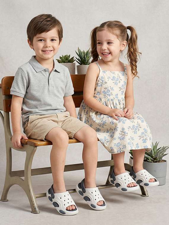 kids white eva slippers & flip flop - 22452357 -  Standard Image - 1