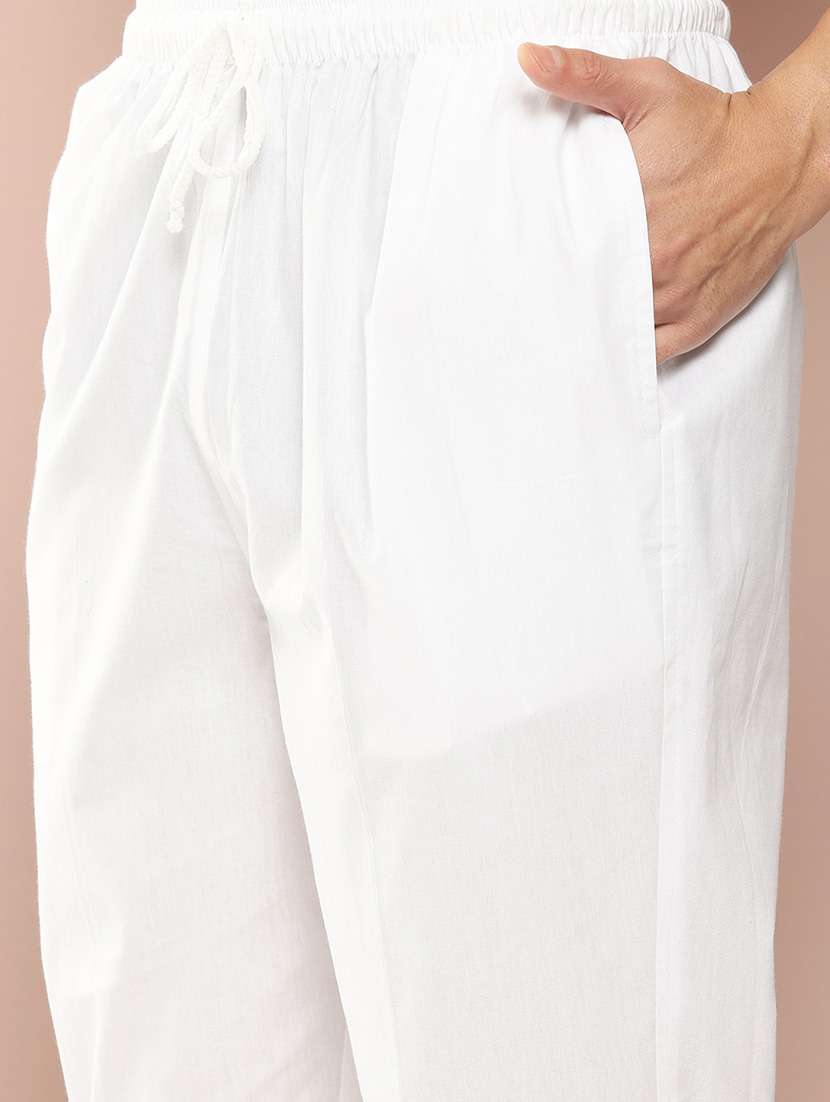 Men Solid With Work Mandarin Neck Kurta Pyjama Set - 22452768 -  Standard Image - 6