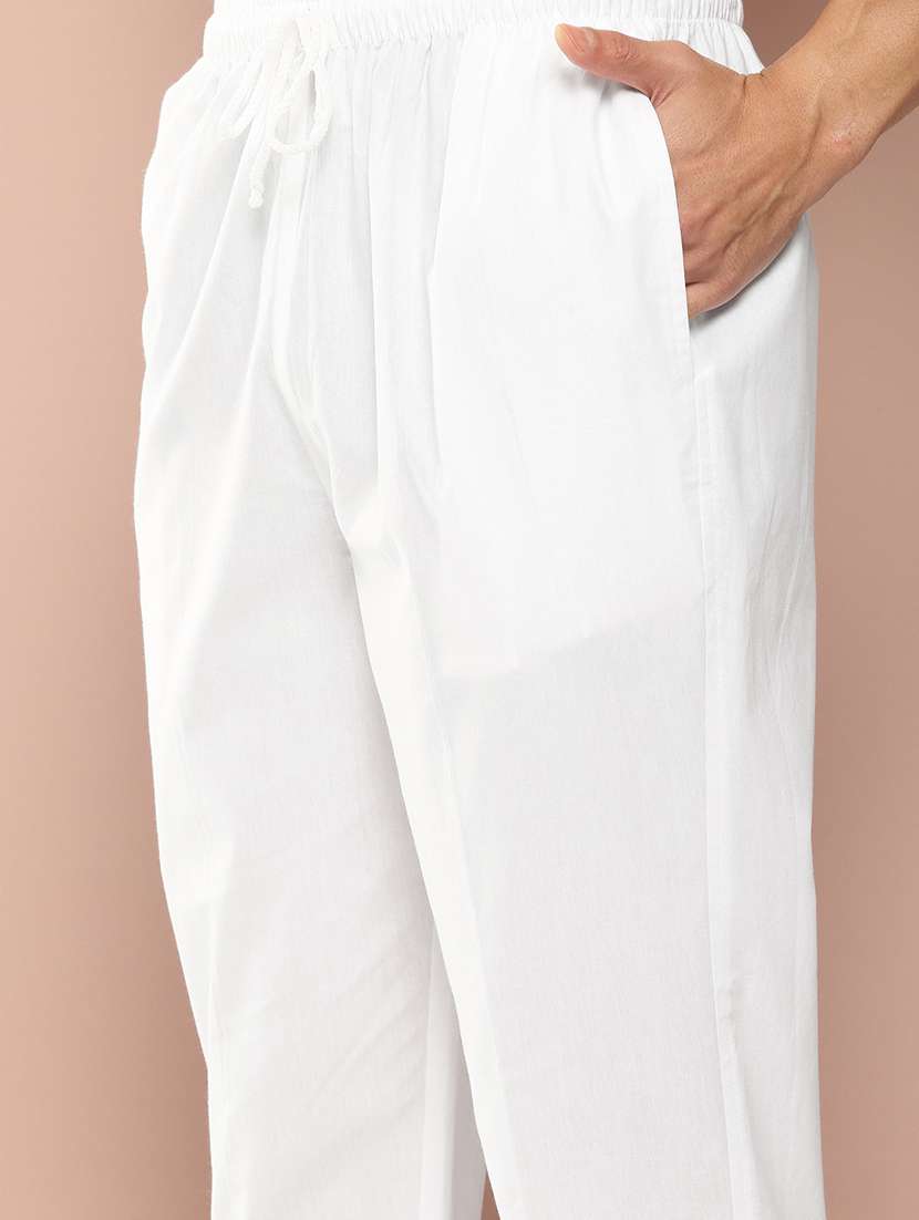 men solid with work mandarin neck kurta pyjama set - 22452775 -  Standard Image - 6