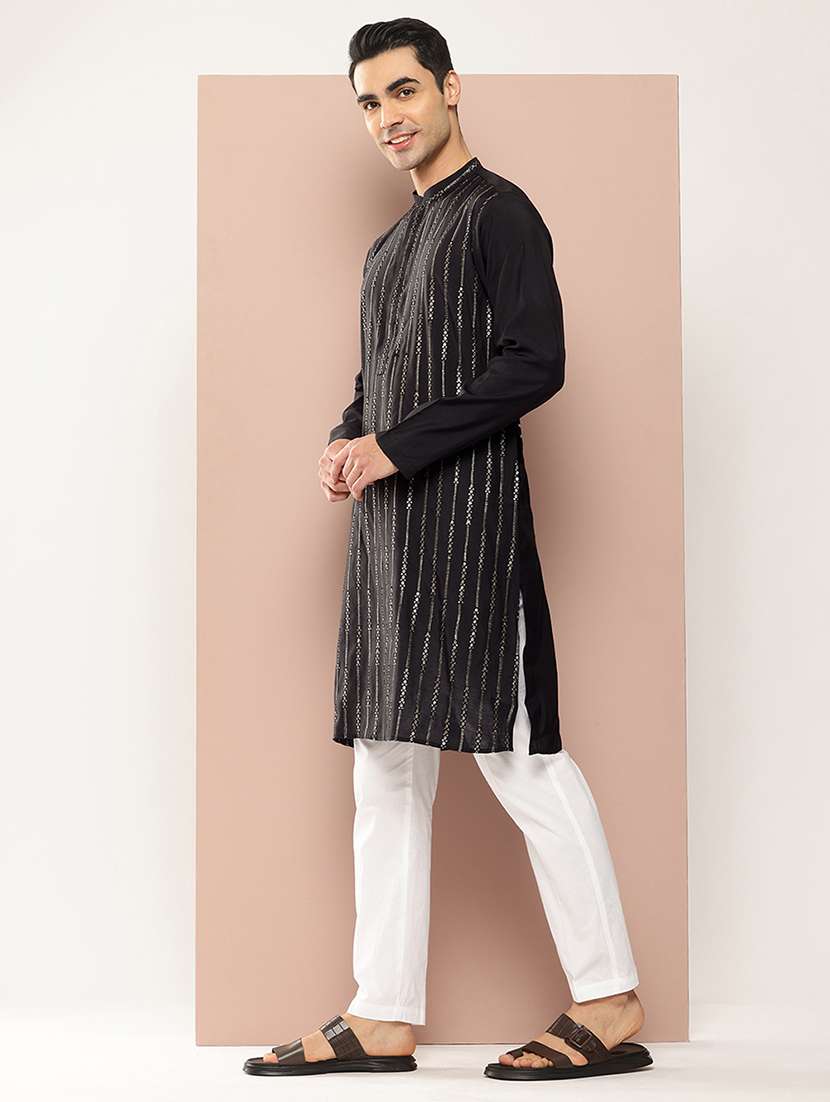 Men Long Sleeve Kurta And Pyjama Ethnic Set - 22452782 -  Standard Image - 1