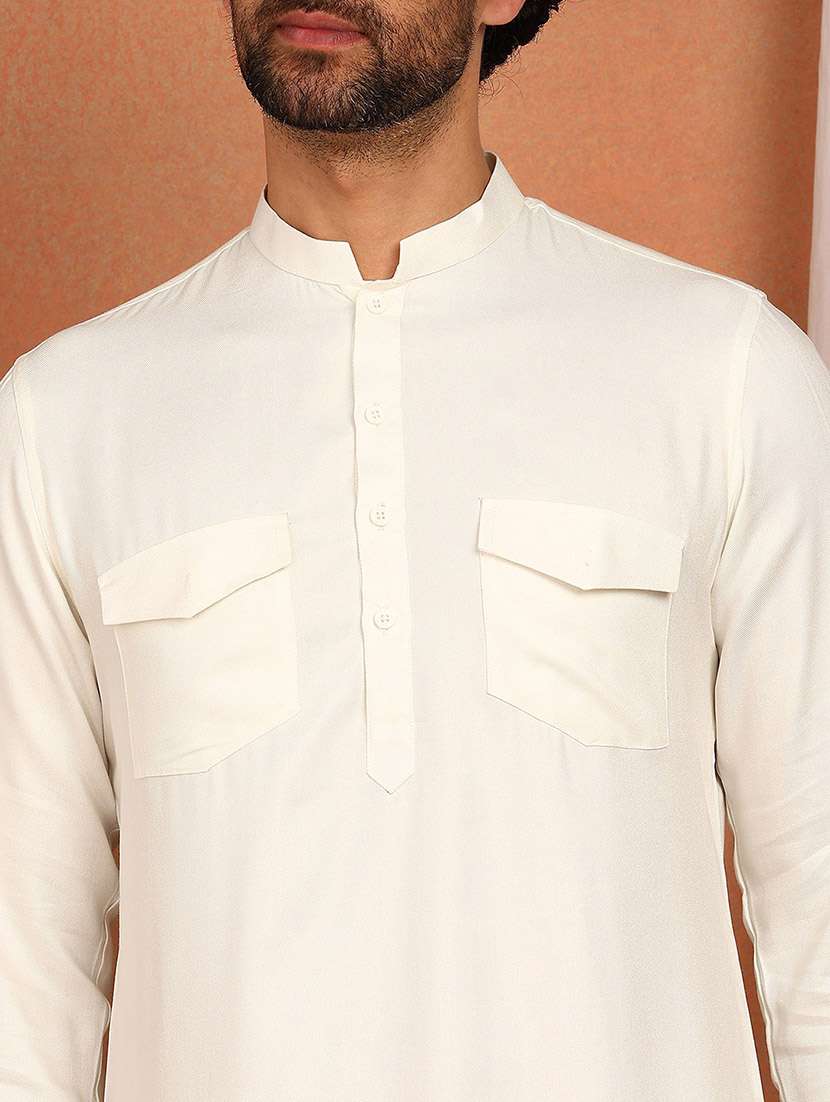 men solid mandarin neck kurta pyjama set - 22452944 -  Standard Image - 1