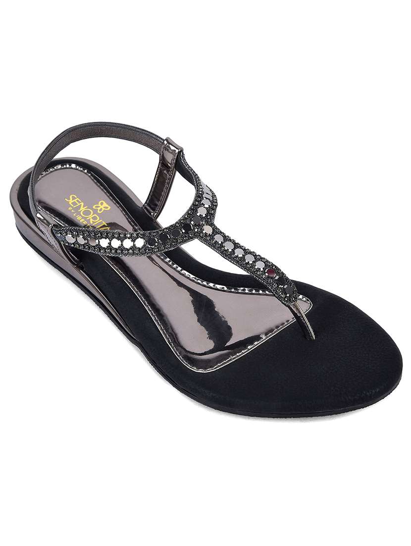 women embellished t-strap flat sandal - 22453010 -  Standard Image - 1