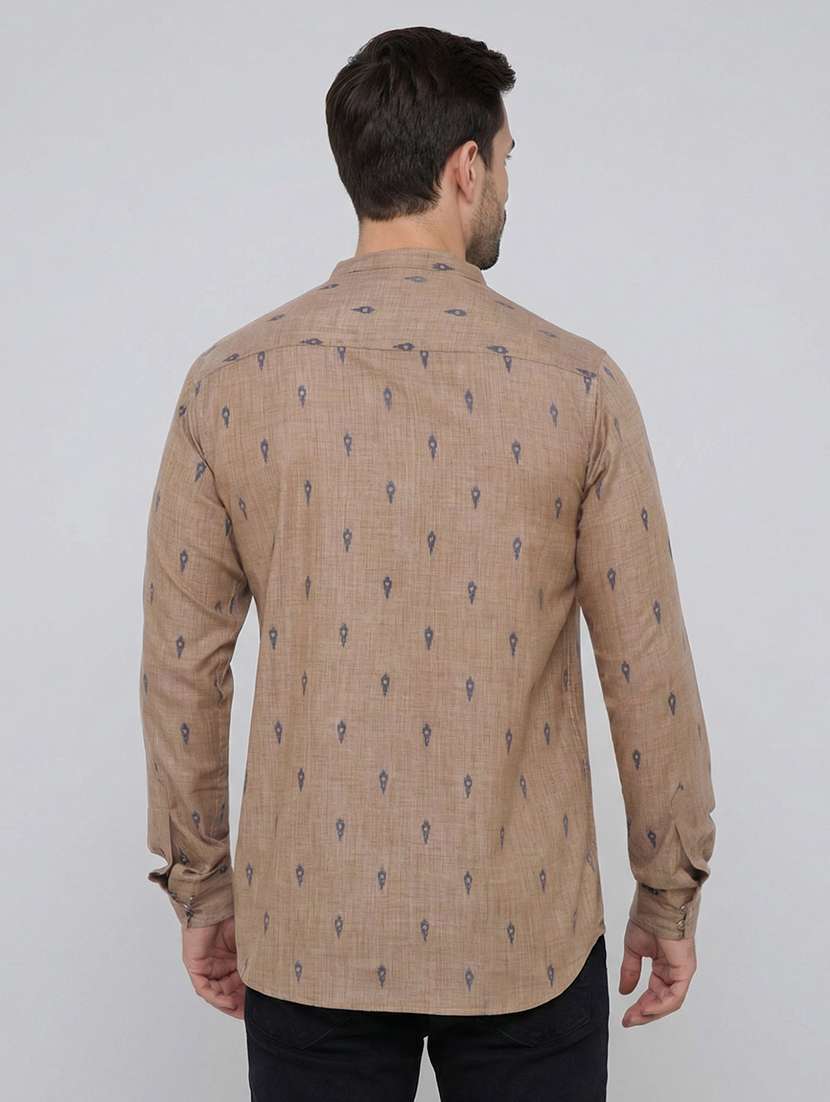 men self design mandarin neck short kurta - 22453013 -  Standard Image - 4