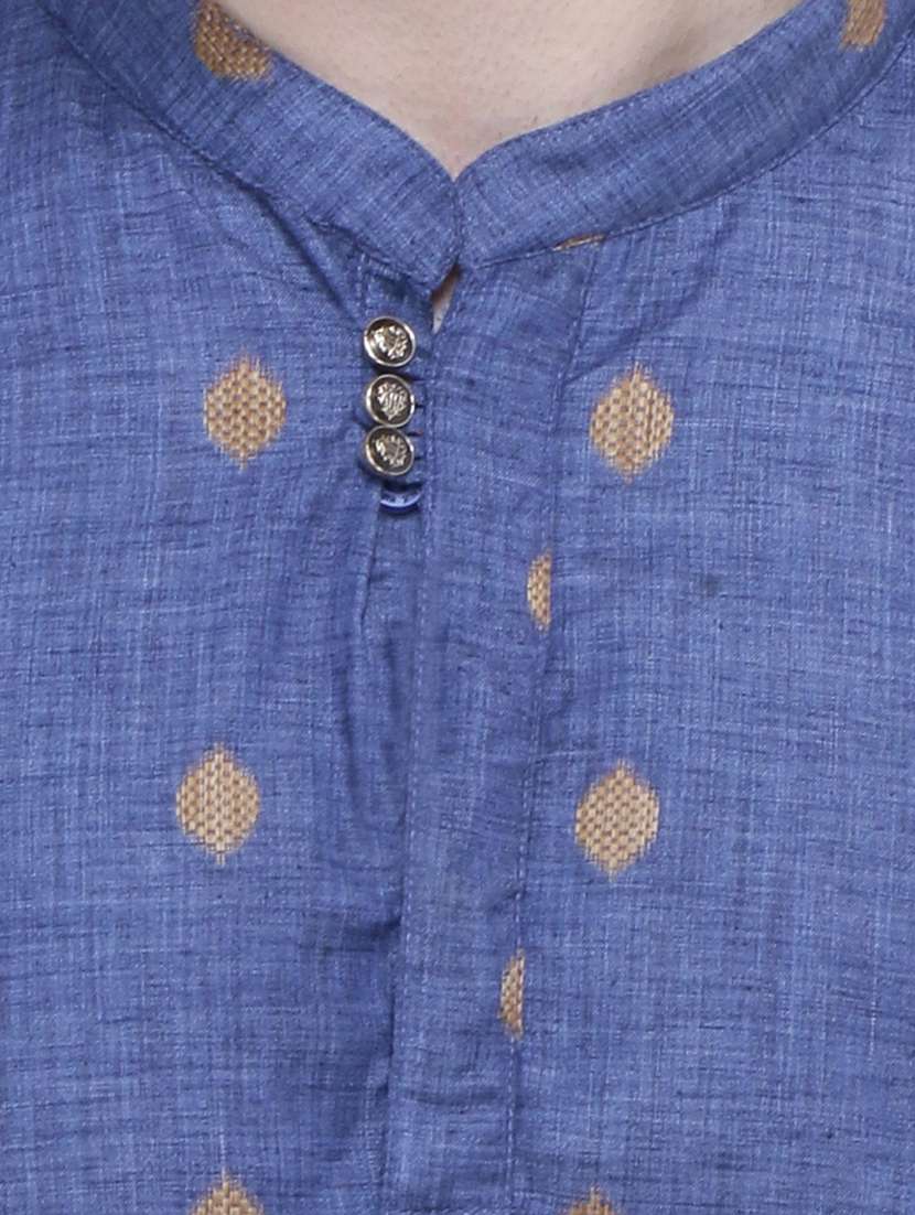 men self design mandarin neck short kurta - 22453015 -  Standard Image - 1