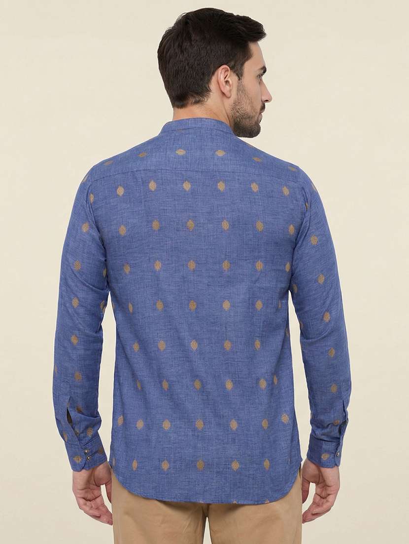 men self design mandarin neck short kurta - 22453015 -  Standard Image - 4