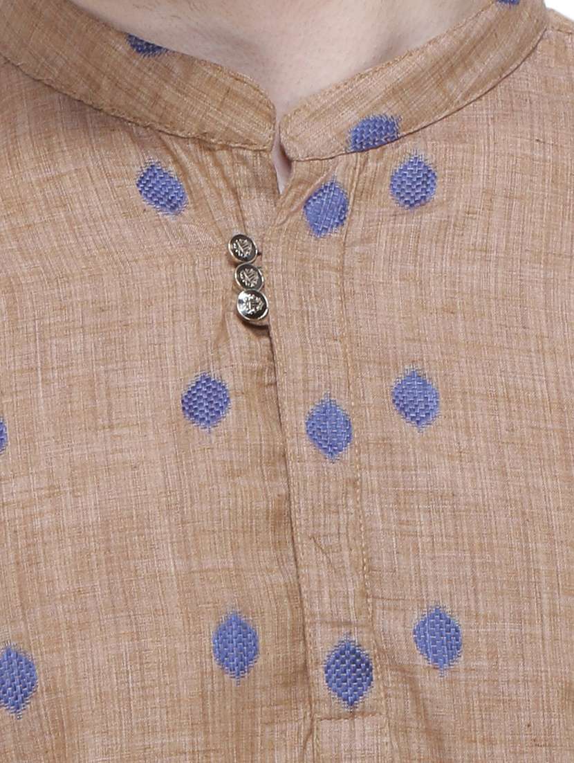 men self design mandarin neck short kurta - 22453016 -  Standard Image - 1