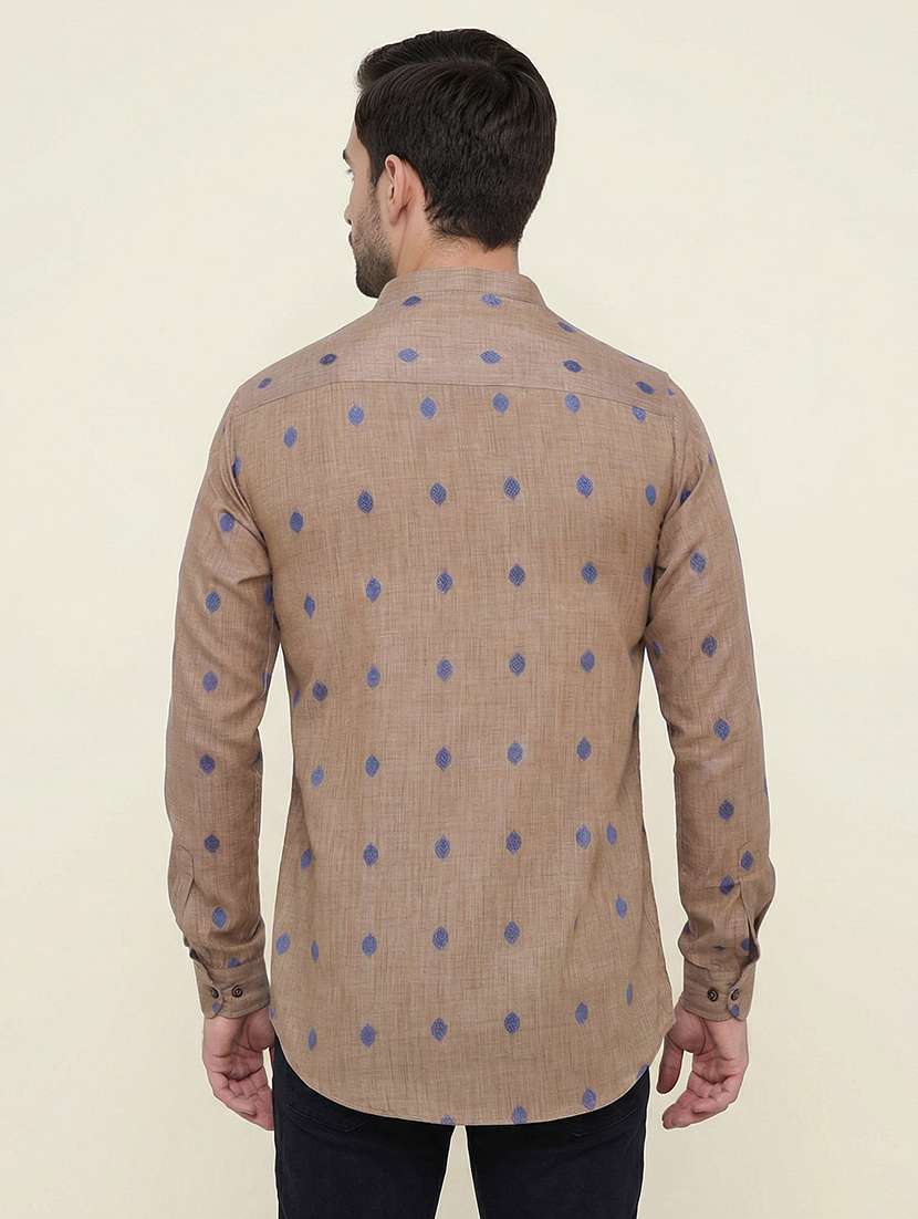 men self design mandarin neck short kurta - 22453016 -  Standard Image - 4