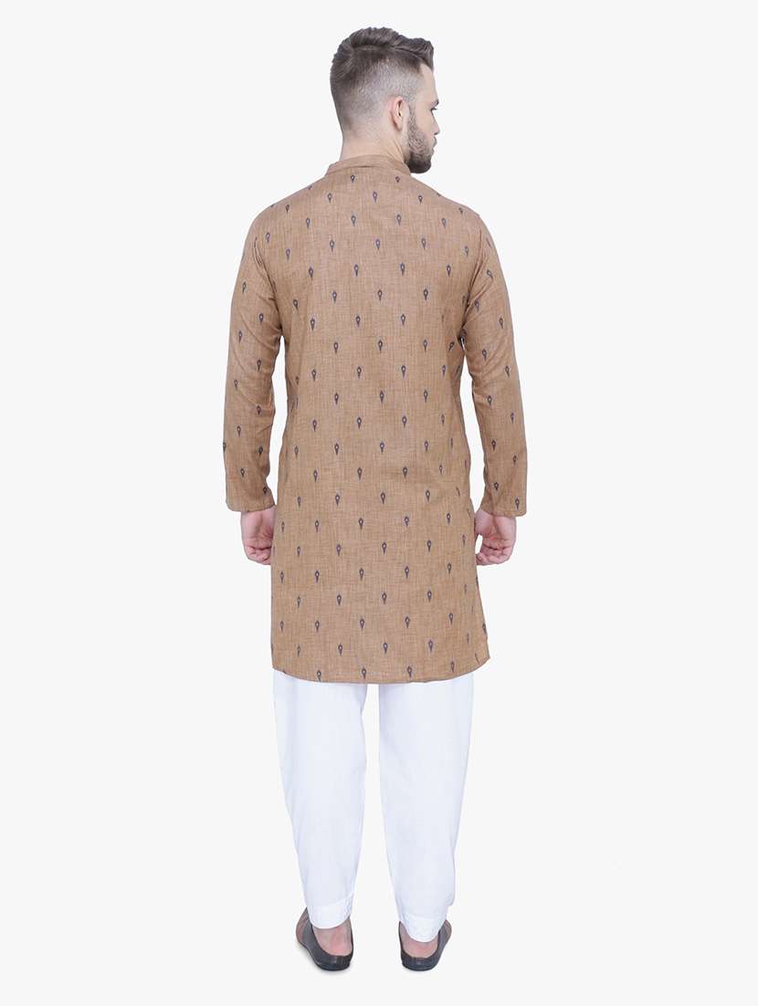 men self design mandarin neck long kurta - 22453029 -  Standard Image - 4