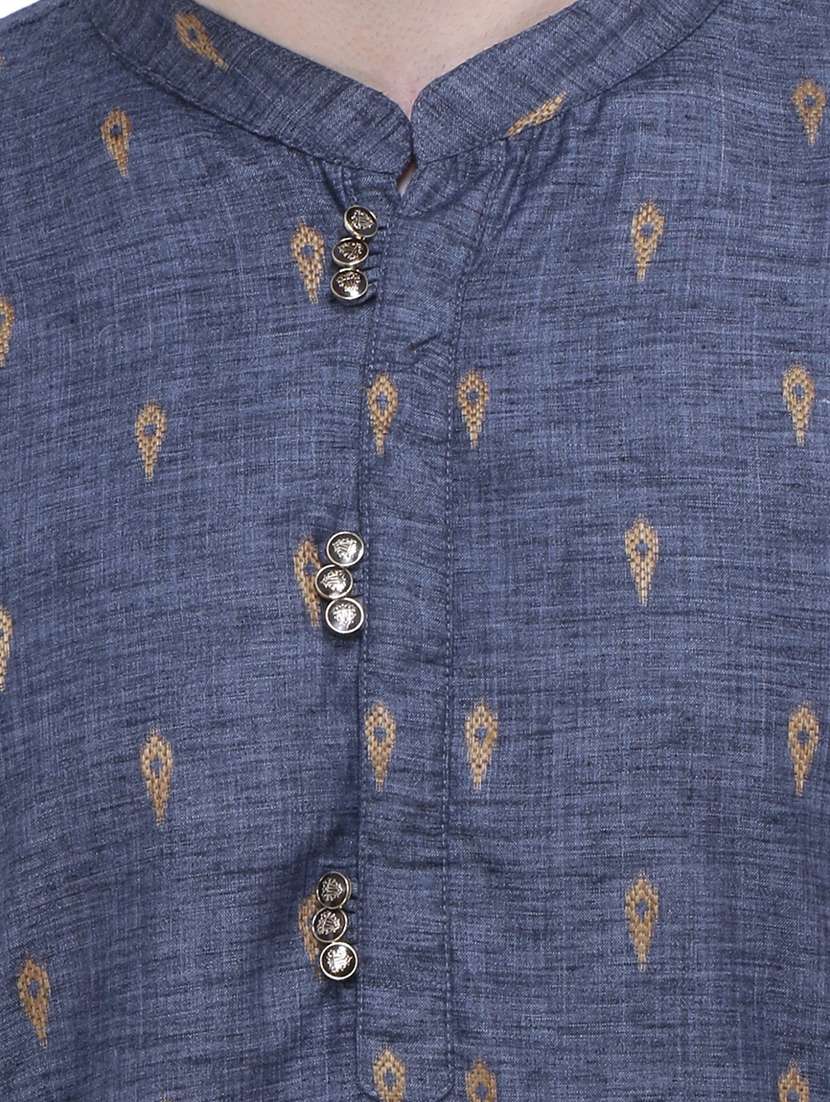 men self design mandarin neck long kurta - 22453030 -  Standard Image - 1