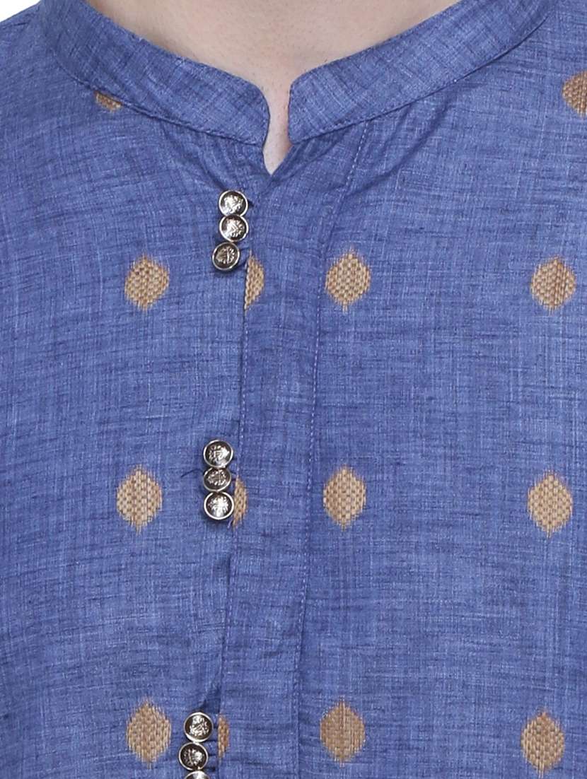 men self design mandarin neck long kurta - 22453031 -  Standard Image - 1