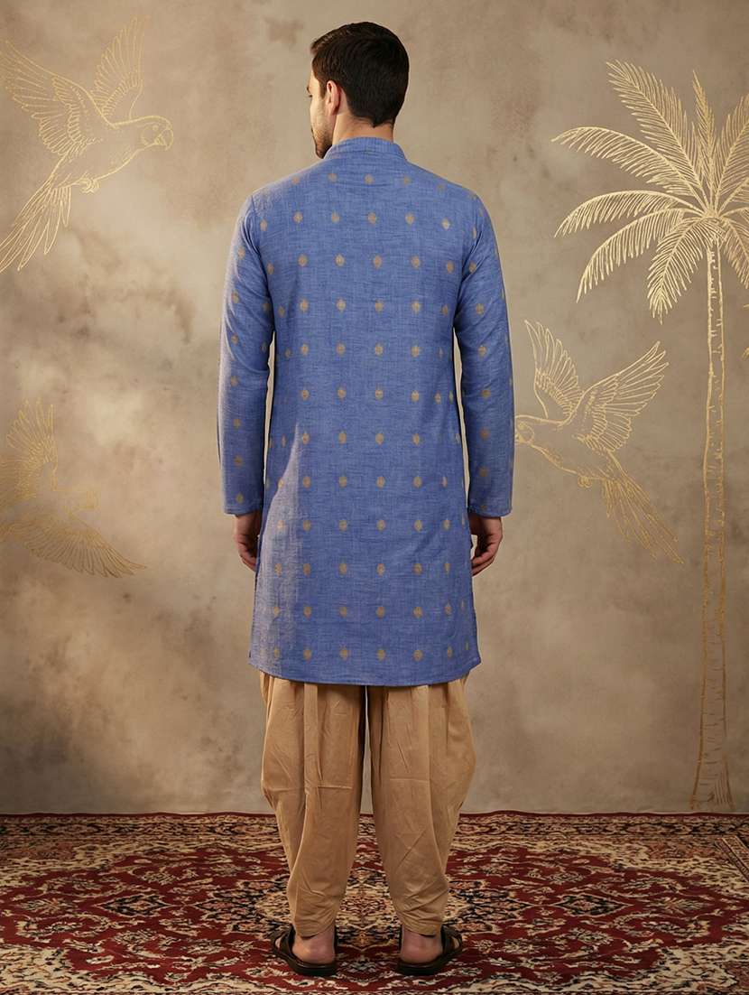 men self design mandarin neck long kurta - 22453031 -  Standard Image - 4