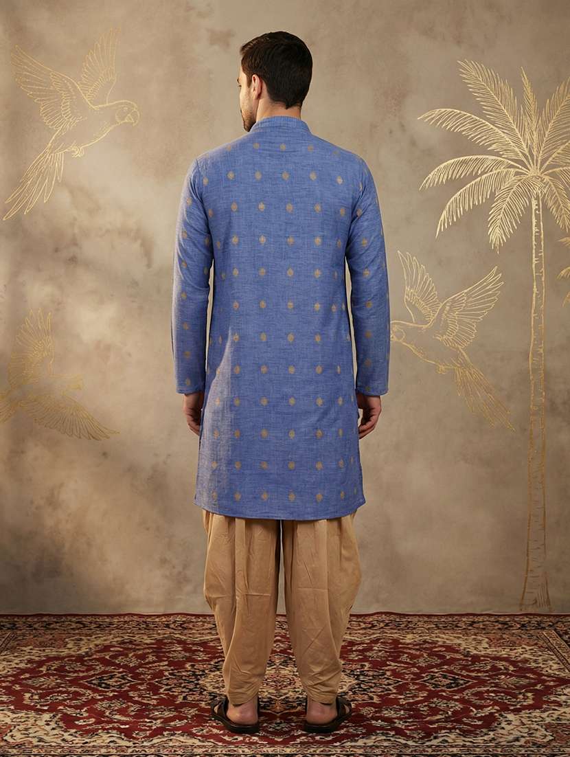 men self design mandarin neck long kurta - 22453031 -  Standard Image - 4