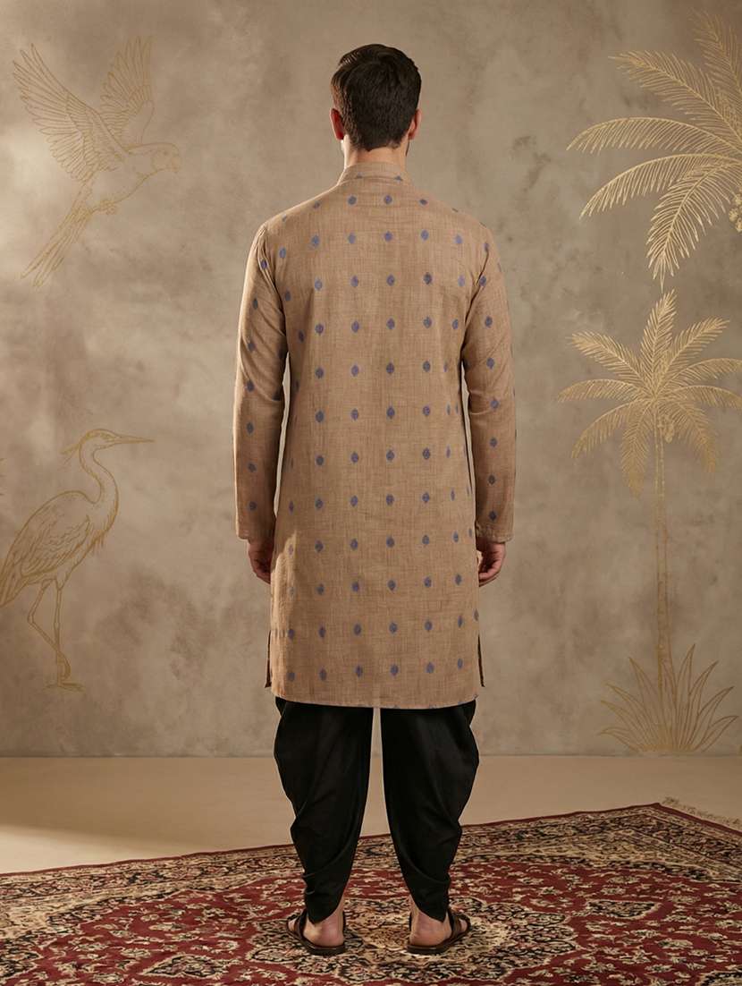 men self design mandarin neck long kurta - 22453032 -  Standard Image - 4