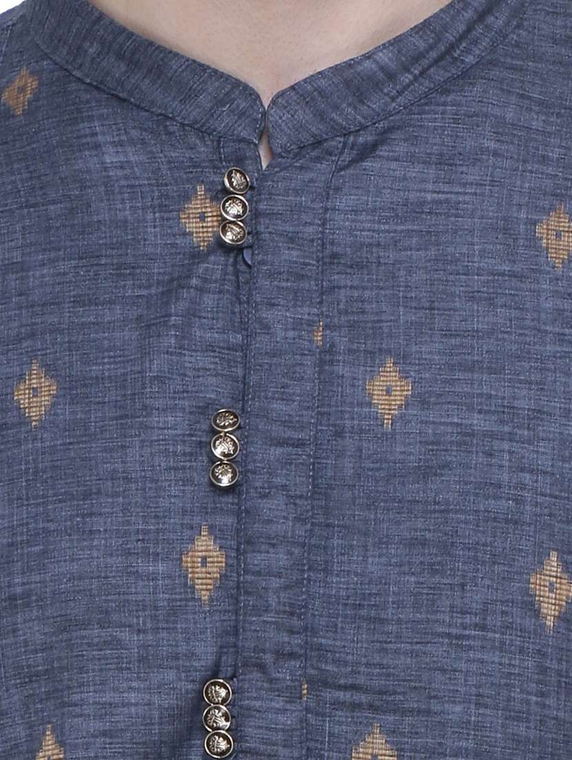 men self design mandarin neck long kurta - 22453033 -  Standard Image - 1