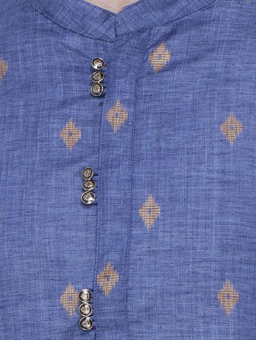 men self design mandarin neck long kurta - 22453034 -  Standard Image - 1