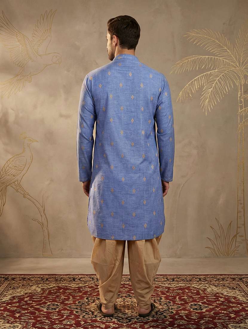 men self design mandarin neck long kurta - 22453034 -  Standard Image - 4