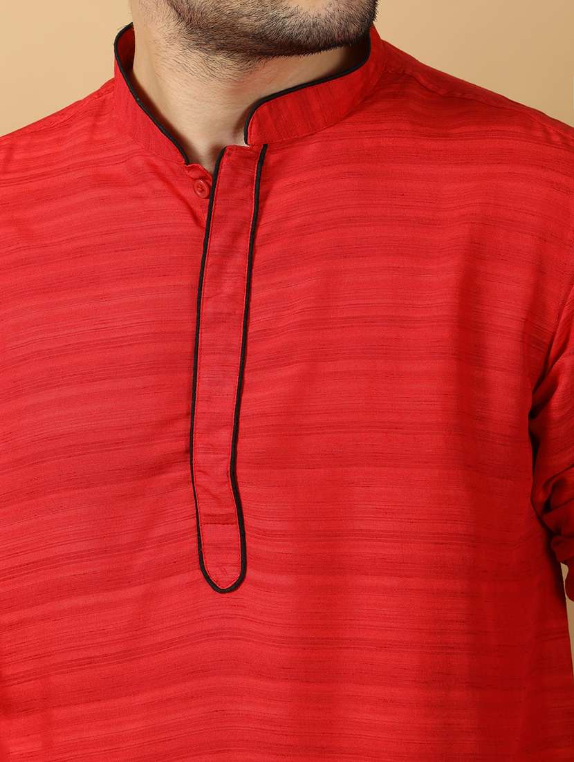men self design mandarin neck long kurta - 22453154 -  Standard Image - 1