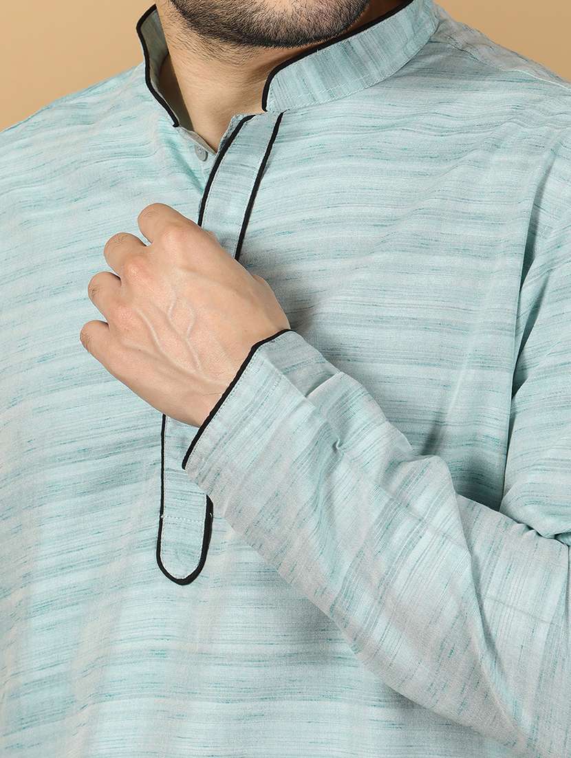 men self design mandarin neck long kurta - 22453156 -  Standard Image - 1