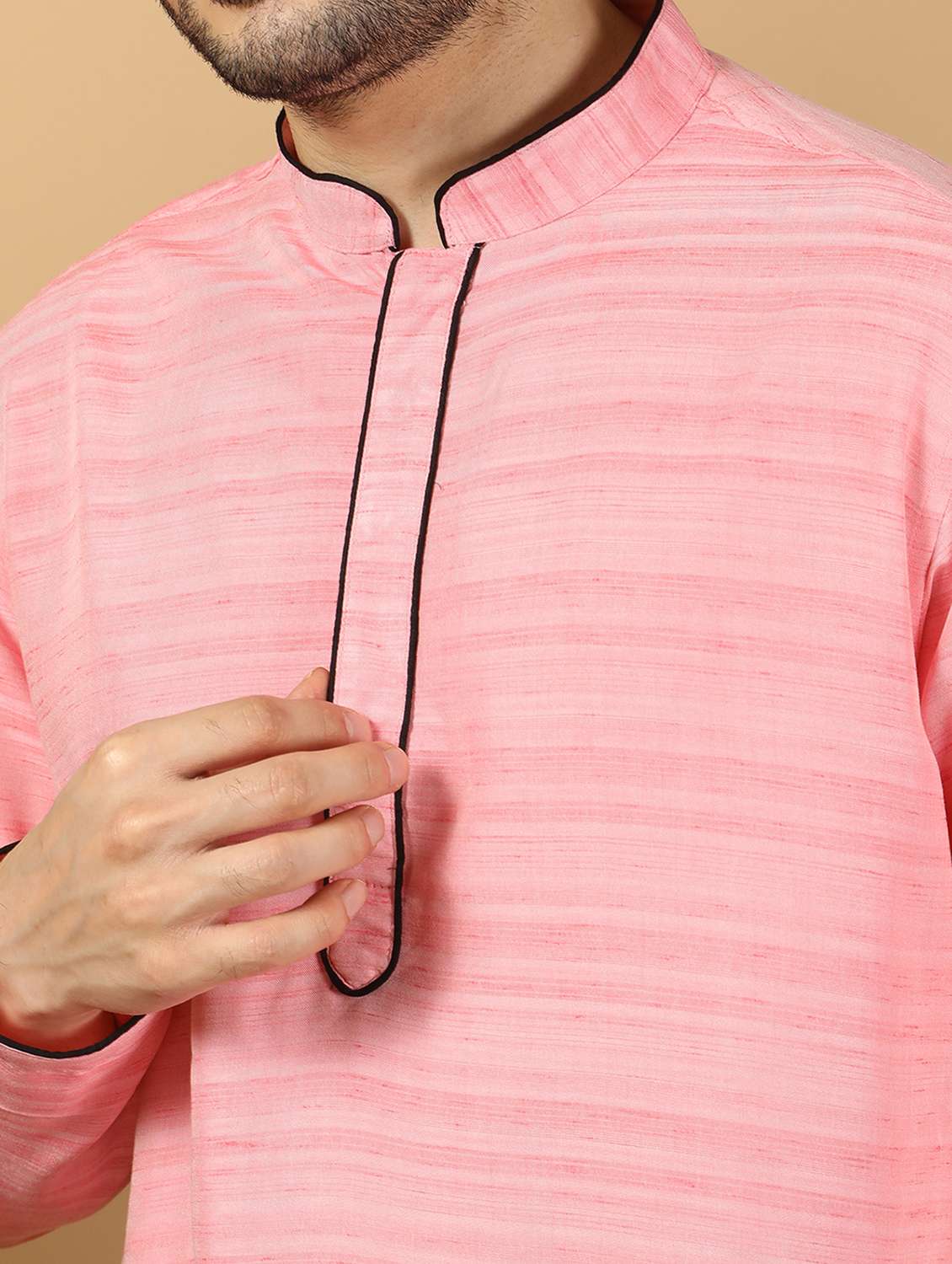 men self design mandarin neck long kurta - 22453157 -  Standard Image - 1