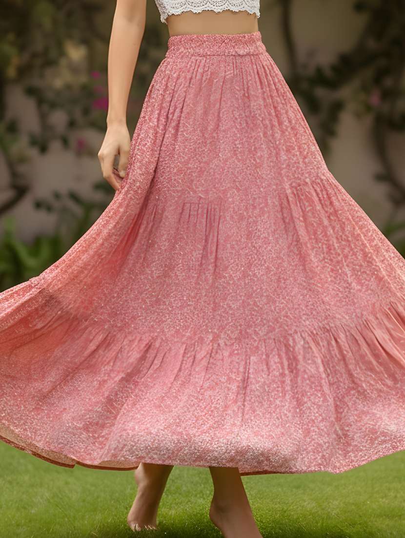 women printed high rise tiered skirt - 22453224 -  Standard Image - 1